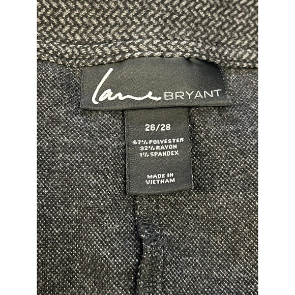 Lane Bryant Pants Womens 26/28 Gray Herringbone Pull On Wide Leg Career - Picture 7 of 7